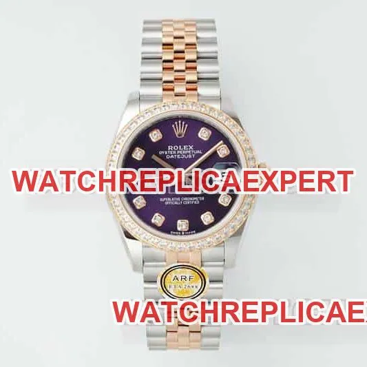 ARF FactoryRolex log top-tier 1:1high-quality purple disk diamond bezel31mm intergold five-grid chain link278381braceletlive photos