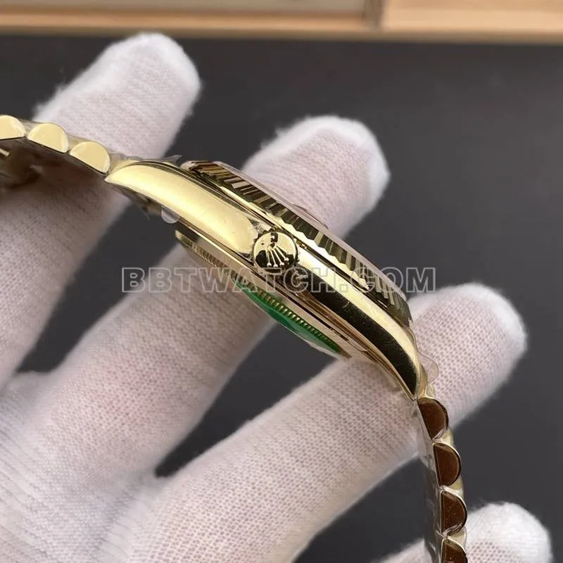 Rolex watch RC factory Day-Date40mm gold plate 3255yellow goldsteel bracelet model front live photo