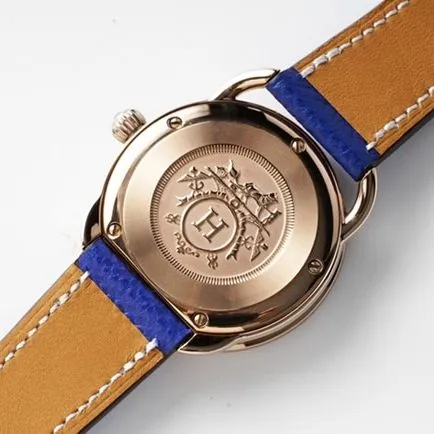 top-tier Hermès women's white dial blue belt women's classic watch series leather strap watch front view