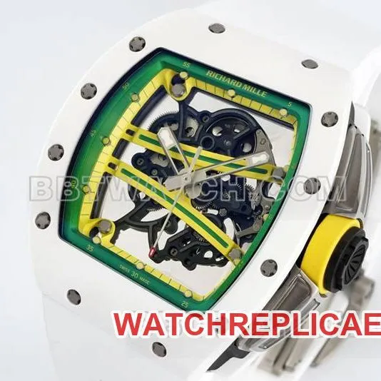 Richard Mille's collectible watch R factory hollow plate white rubber model RM061front live photo