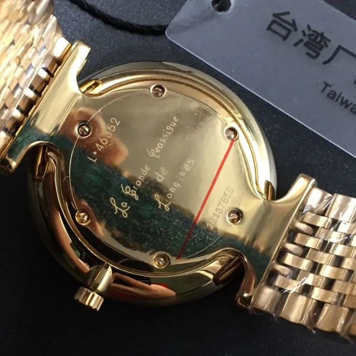 top-tier watch Longines couple watch gold plate gold belt Jialan series quartzsteel bracelet watch front view