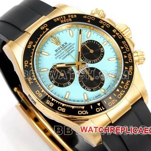 collectible watch DaytonaJF factory Rolex ice blue dialyellow gold4131 mechanical rubber braceletfront live photo