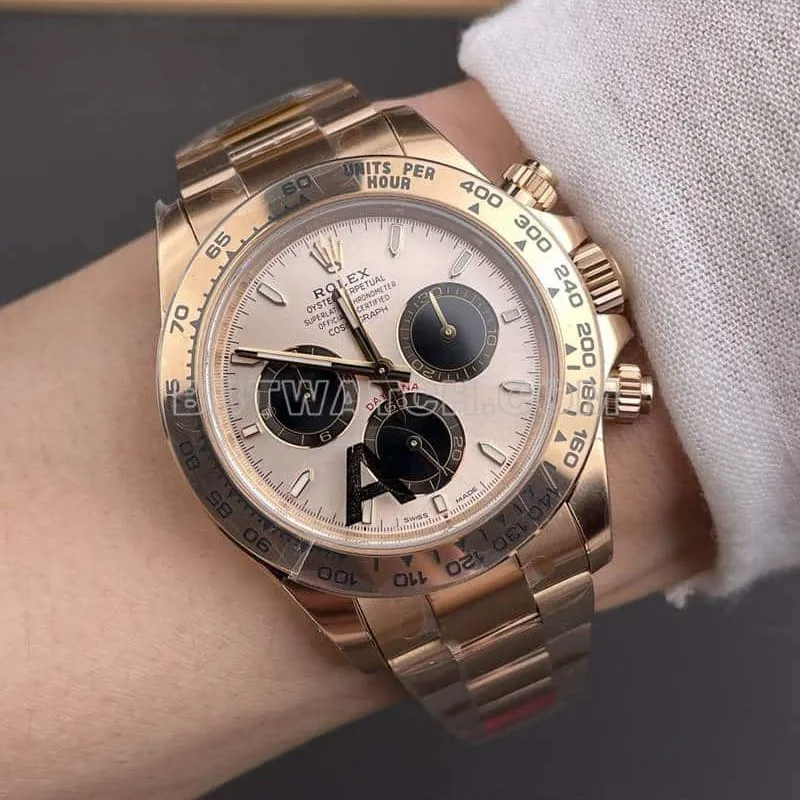 VSRolexDaytonatop-tier gold plate 4131rose gold126505front live photo