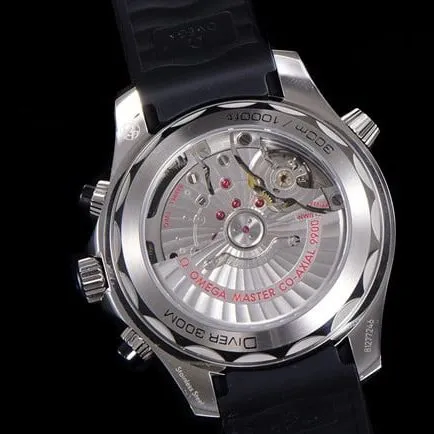 OM Factorytop-tier watch Omega new Seamaster 300m men's black dial black rubber strapchronograph watch front view