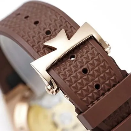 8F factory top-tier watch Vacheron Constantin men's white dial brown belt Across the World series mechanical watch front view