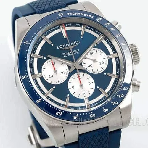 AFLongines Concast stop-tier 1:1super blue dial rubber style L3.835.4.91.2front live photo