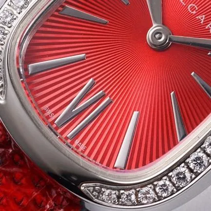 BV Factory Top collectible watches Bvlgari Quartz Serpenti Series Women's Red Strap Belt Watch Front View