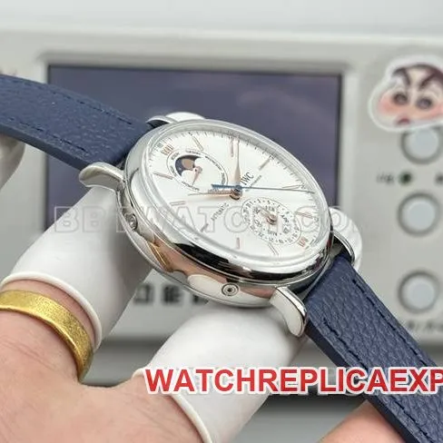 collectible watches Portofino GR factory Universal white disk blue belt models front real picture