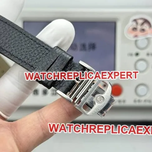 collectible watch Portofino GR factory IWC white dial black leather strap model clasplive photos
