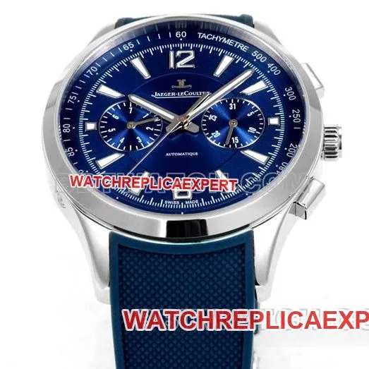 top-tier watch Beichen Jaeger-LeCoultreblue dial mechanical blue rubber model front live photo
