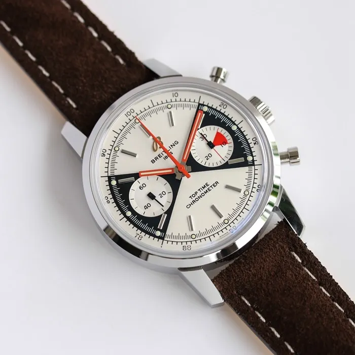 Top collectible watches Breitling Men's White Plate Top Time Series Belt Watch Details