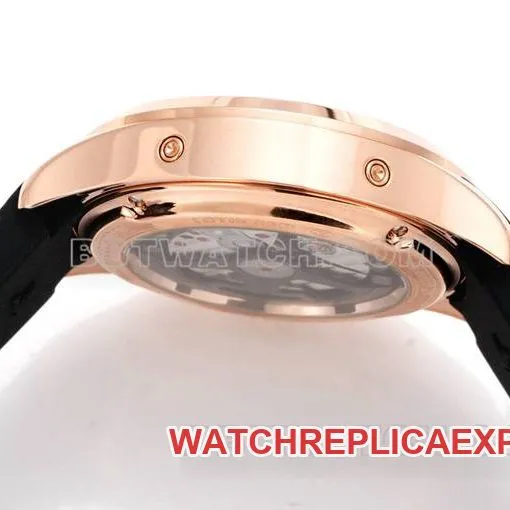 collectible watch Beichen Jaeger-LeCoultrerose goldblack dial mechanical black rubber front live photo
