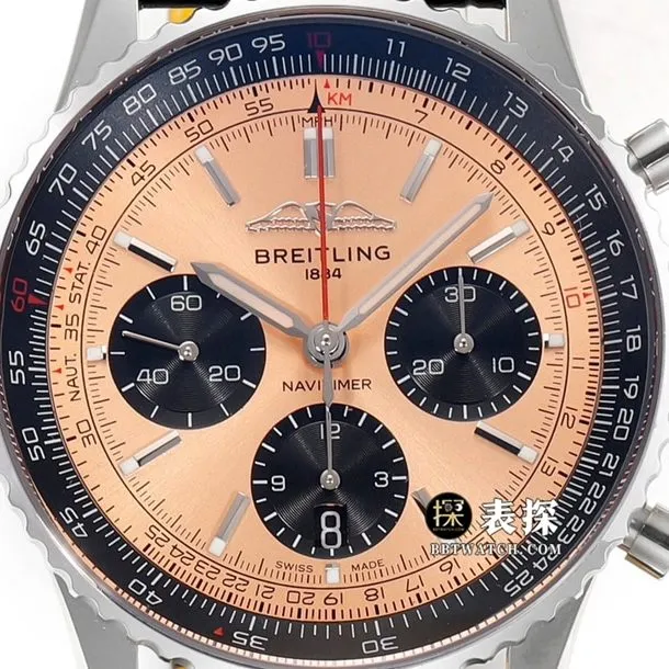 BLS aviation chronographBreitling1:1replica watch copper dial leather strap model AB0138241K1P1caseback live photo