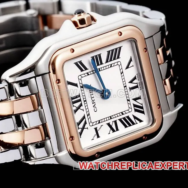 collectible watch cheetah BBa factory Cartierwhite dial rose goldsteel braceletquartzfront live photo