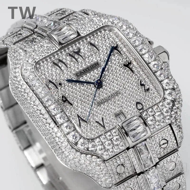 TW factory Cartier Santos top-tier Gypsophila steel bracelet model front live photo