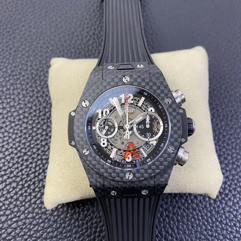 Hublot BIG BANG series carbon fiber case watch front view
