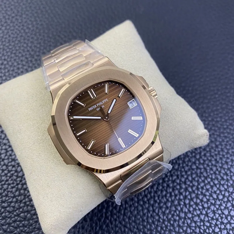 3K Factorytop-tierPatek Philippereplica watch Nautilus324SC ultra-thin mechanical rose gold coffee tray movement picture