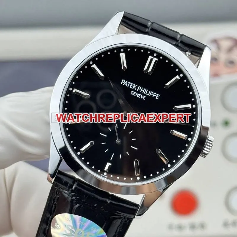 Patek Philippe collectible watch SDF factory classic black dial 39mmleather strap model front live photo