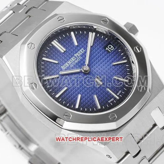 Audemars Piguet top collectible watches ZF Factory Royal Oak Smokey Blue Plate 2121 movement 15202 front real picture