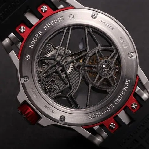 JB Roger Dubuis King Series top-tier watch men's black dialrubber strapautomatic movementtourbillon watch front view