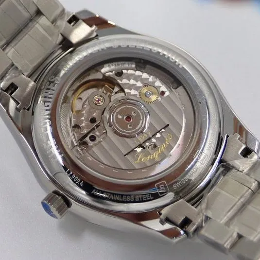 GS factory Longinesreplica watch master series moon phase watch white dial316stainless steelbracelet front view