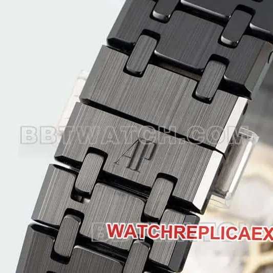 APS factory Audemars PiguetRoyal Oak1:1super cloneblack dial black ceramic15500front live photo