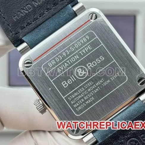 top-tier watch Bellis blue dial 42mm dual time zone leather strap model front live photo