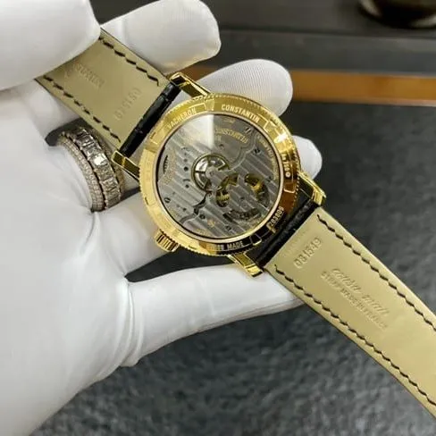 Vacheron Constantintop-tier watch men's white dial black belt tourbillon mechanical leather strap watch front view