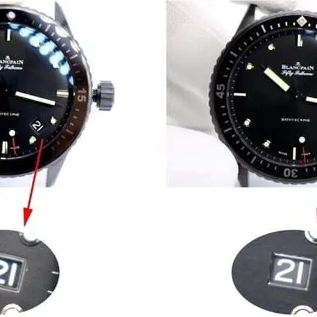 Blancpain1:1replica watch, gf fifty fathoms watch, side comparison picture