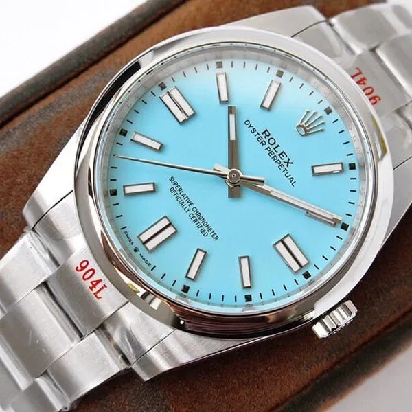 GS factory Rolextop-tier watch Oyster Perpetual Pokémon 41mm light blue dial front view