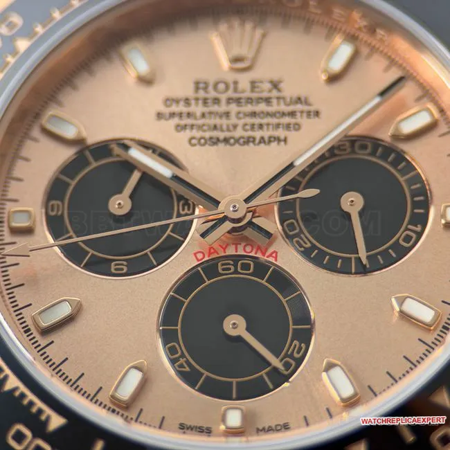 1:1replica watch CBD factory DaytonaRolexrose gold shell rose gold plate 4130front live photo