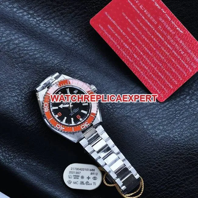 VS Factory1:1replica watch Seamaster 600m black dial orange bezel steel braceletfront live photo