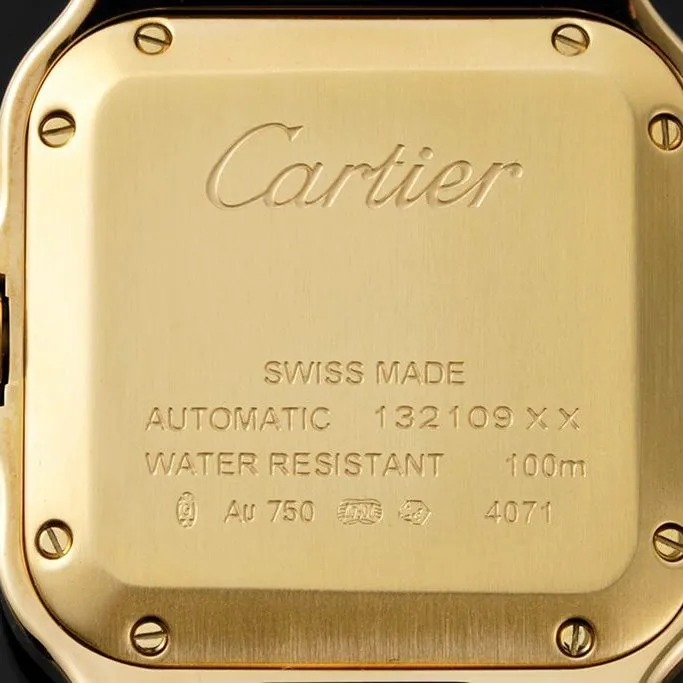 Cartiertop-tierhigh-quality watch Santos series ladies steel braceletwhite dial gold watch side view
