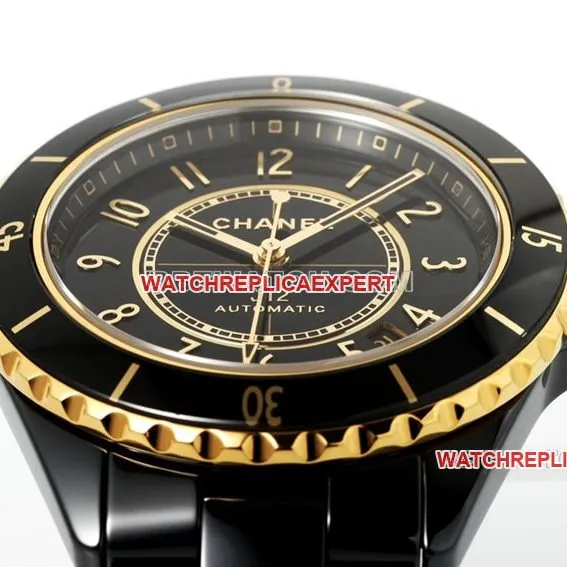 Chaneltop-tier replicablack dialyellow goldceramic bezelsteel bracelet model H9541front live photo