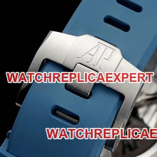 Audemars Piguet Watch APP Factory Royal Oak Offshore Smoked Blue Dial Mechanical Rubber Model 15605braceletlive photos