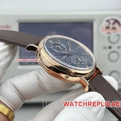 collectible watch GR factory IWC Portofino rose goldblue dialleather strap model front live photo