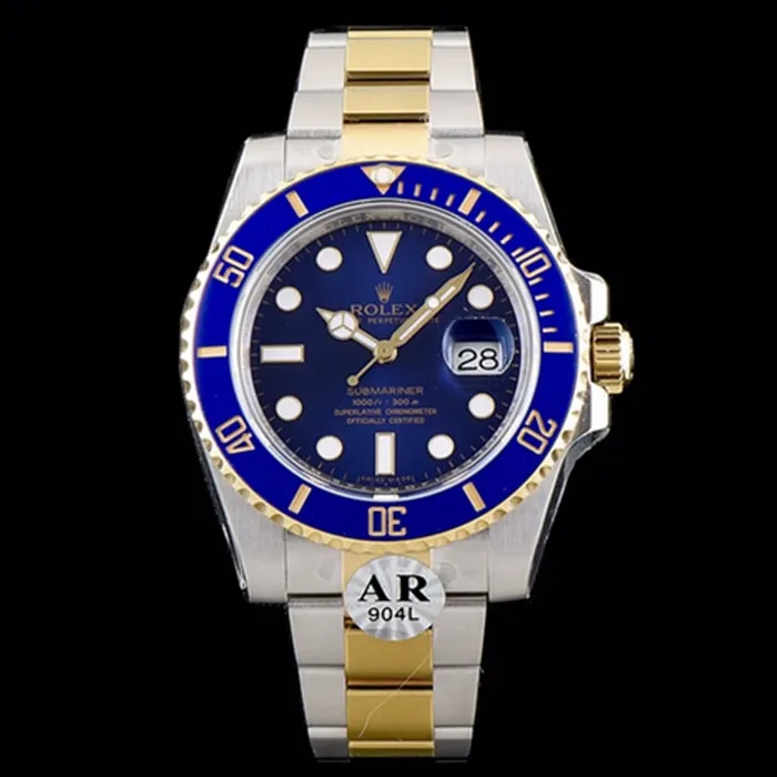 top-tier watch Rolex men's blue dial Submariner series steel bracelet watch detail shots