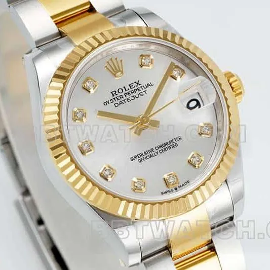 ARF FactoryRolex log top-tier 1:1super clonesilver dial31mm gold triple link 278273front live photo