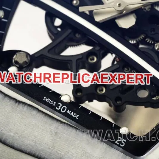 Richard Mille collectible watch R factory hollow plate white case black rubber model RM061front live photo