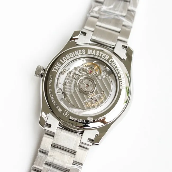 GF Factorytop-tier watch Longines automatic movement men's blue dial master series moon phasesteel bracelet watch front view