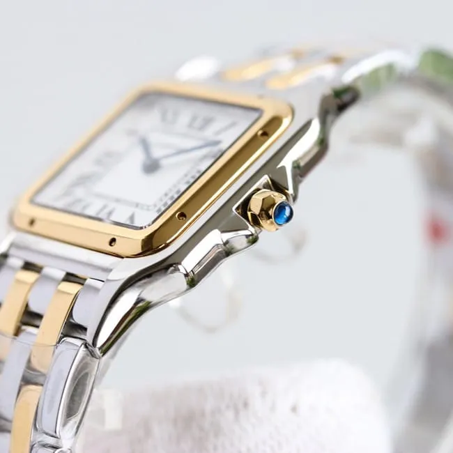 top-tier replicaCartier watch cheetah series women's white dial gold belt quartz front view