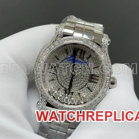 Chopard optimal collectible watches YF factory happy diamonds silver starry sky 2892 mechanical movement steel belt models front actual photo