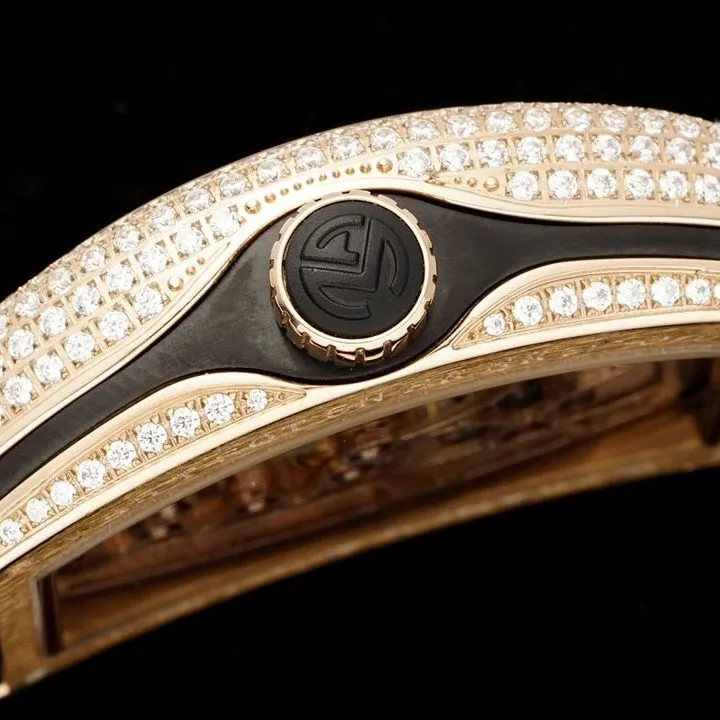 RMS factory Frank Muller men's top-tier watch black dialrose gold diamond leather strap model V 45 T D (NR) front live photo