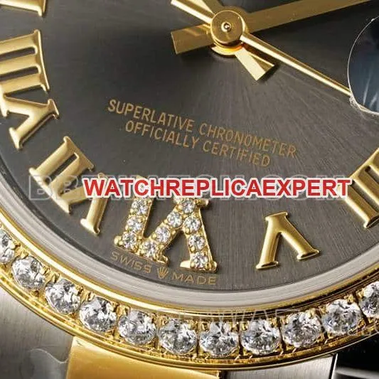 ARF factory rolex logbook top dark gray disk diamond ring 31mm intermediate gold five compartment link 2783383 front real picture