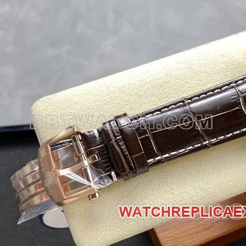 collectible watch BLS factory silver white dialBreitling aviation chronographrose gold diamond leather strap model front live photo