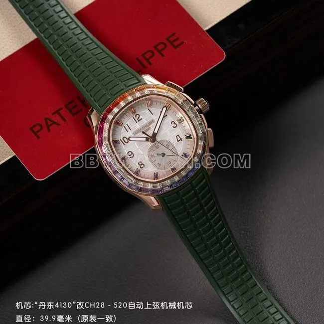 top-tier watch Patek PhilippePPM factory Aquanaut mechanical green rubber braceletfront live photo