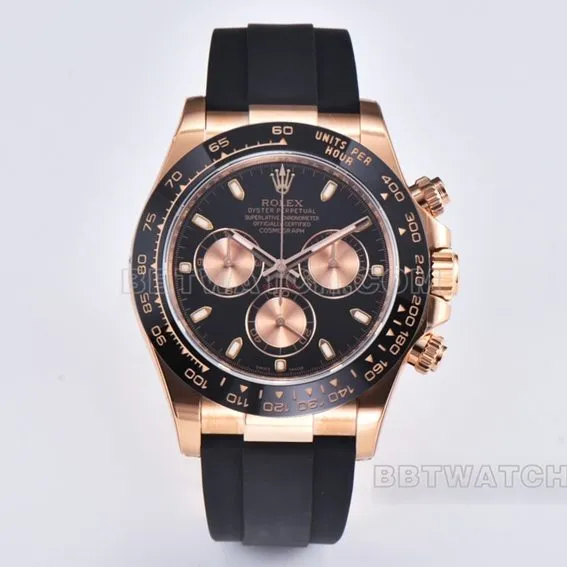 C factory RolexDaytona1:1super clonerose goldblack dialM116515ln-0017front live photo