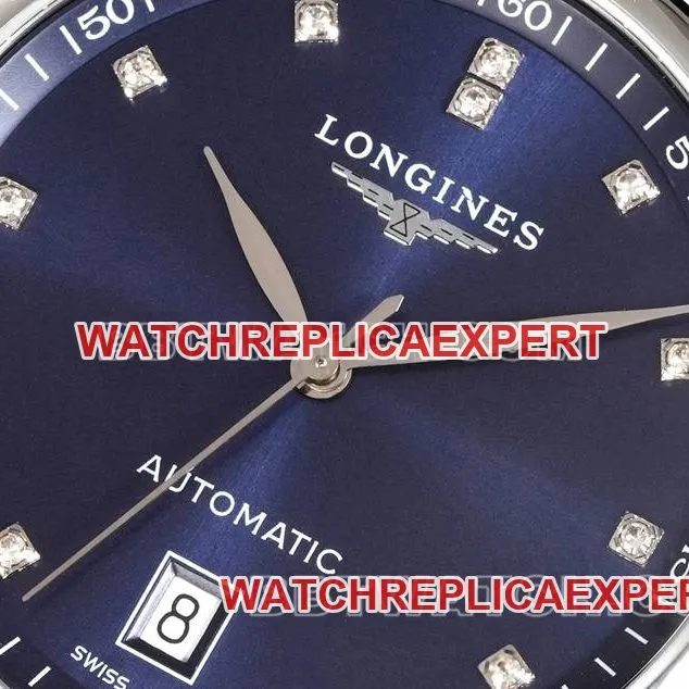 Longines watch XC factory famous craftsman blue dial diamond time mark L888 mechanical movementleather strap model front live photo