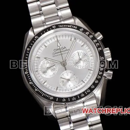 Top collectible watches N1 Factory Speedmaster Omega Silver Plate Steel Strap Model Front Actual Photo