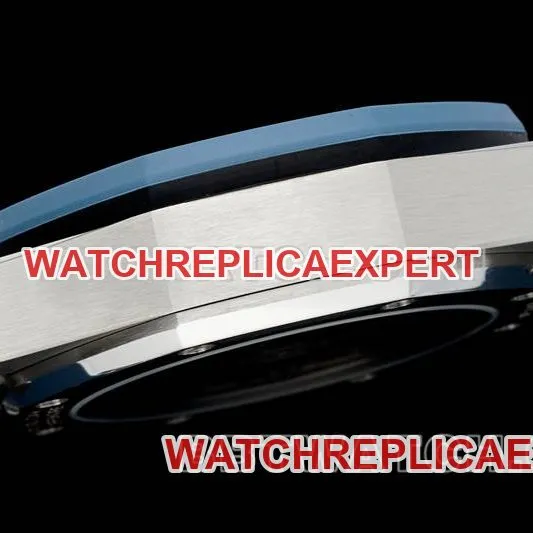 Audemars Piguet Watch APP Factory Royal Oak Offshore Smoked Blue Dial Mechanical Rubber Model 15605front live photo